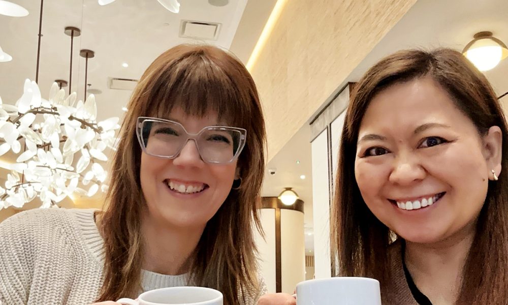 50 Cups of Coffee chat between Marlynn Jayme Schotland and Nicole Cibotti Tu.